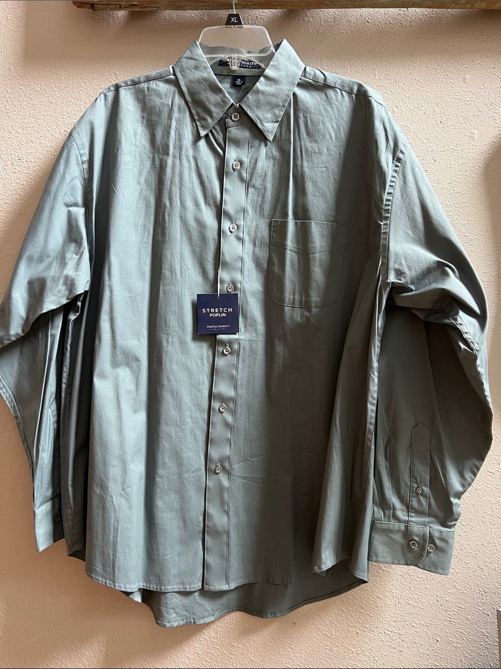 Port Authority Deep Sage Green Stretch Poplin Button-Up Shirt